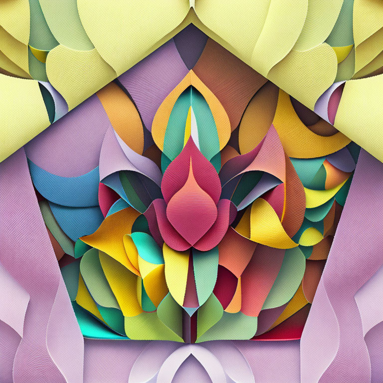 Colorful Multilayered Paper Art with Symmetrical Petal-like Shapes