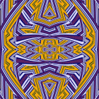 Symmetrical Digital Art: Purple, Gold, and Blue Mandala Design