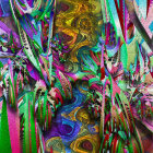 Colorful Abstract Art: Swirling Patterns in Iridescent Green, Blue, Purple, and Gold