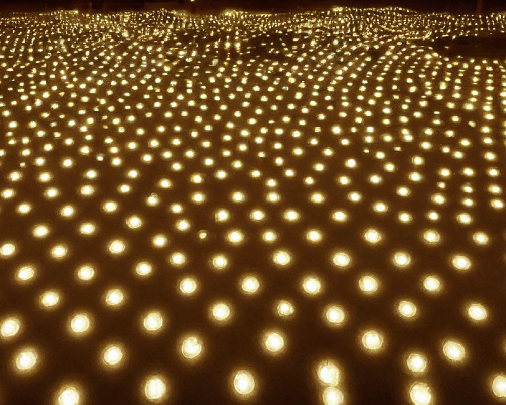 Warm Yellow Lights Pattern on Dark Background: Festive Atmosphere