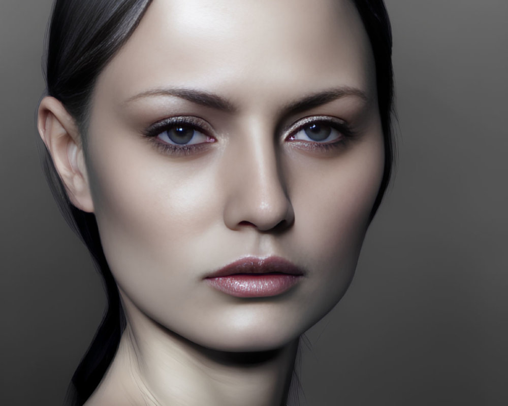 Portrait of Woman with Striking Eyes and Silver Hair