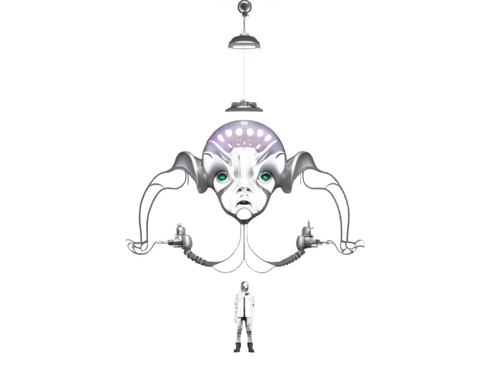 Sci-fi Chandelier with Alien-Like Tentacles and Humanoid Figure