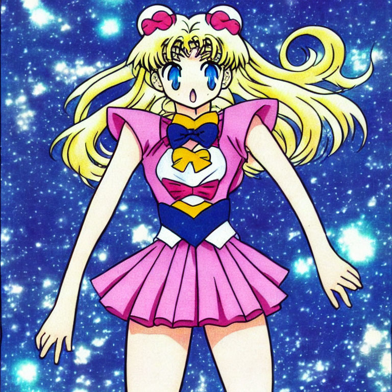 Blonde-Haired Character in Sailor Magical Girl Outfit with Odango Buns