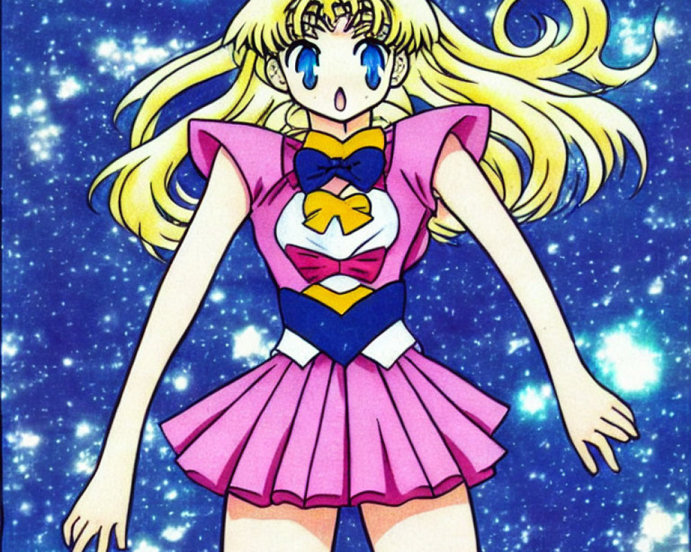 Blonde-Haired Character in Sailor Magical Girl Outfit with Odango Buns