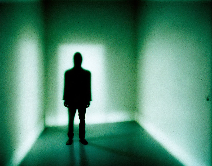 Silhouette of Person in Tunnel-Like Corridor