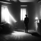 Silhouette of Person by Window in Moody Room