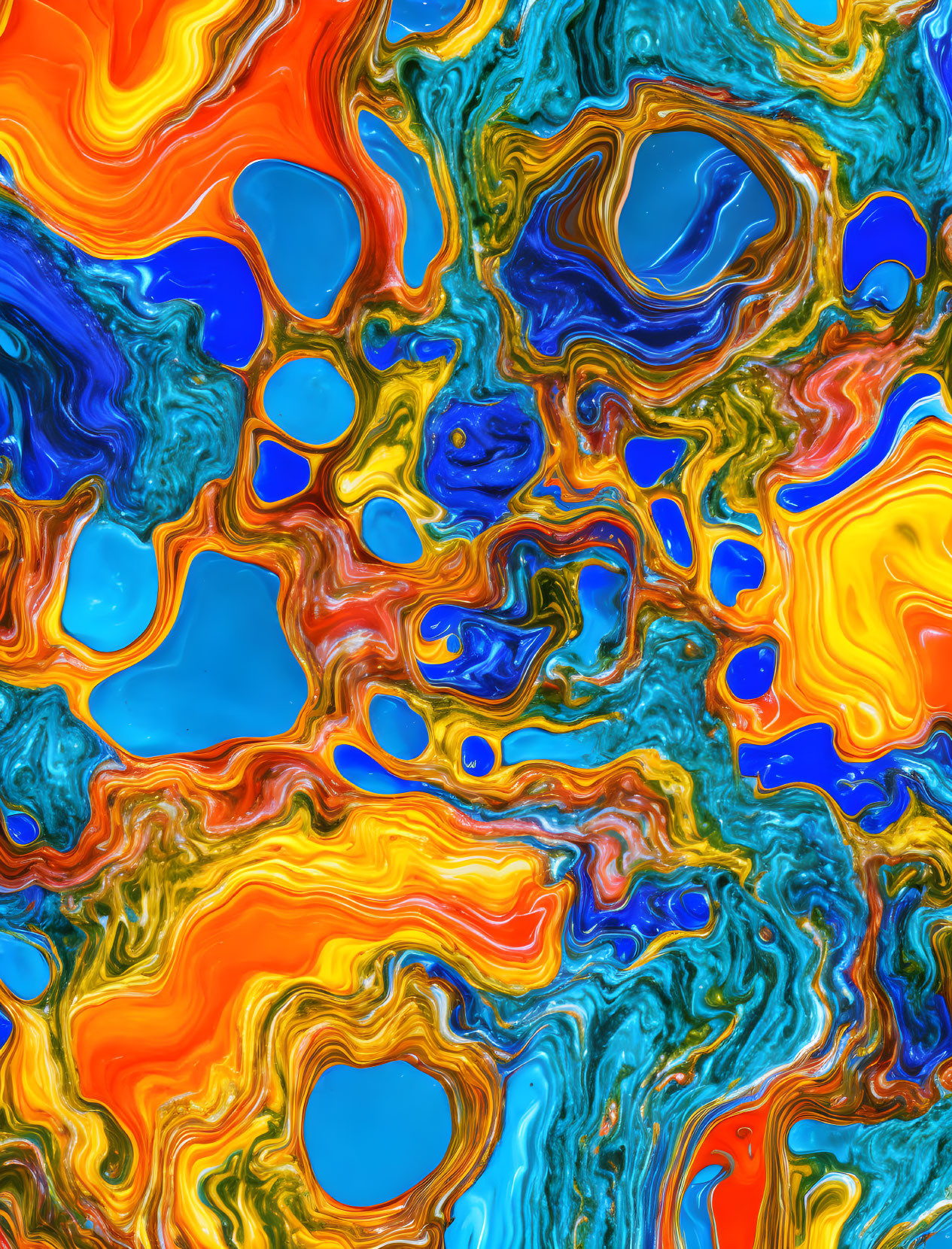 Vibrant Abstract Composition with Swirling Colors