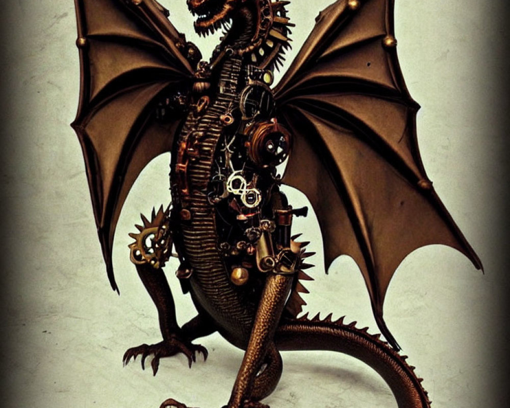 Mechanical Dragon Artwork with Steampunk Style and Intricate Gears