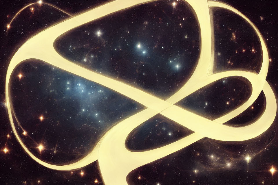 Abstract cosmic illustration of infinite loop in starry space.