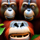 Three Colorful Cartoon Gorillas in Jungle Setting