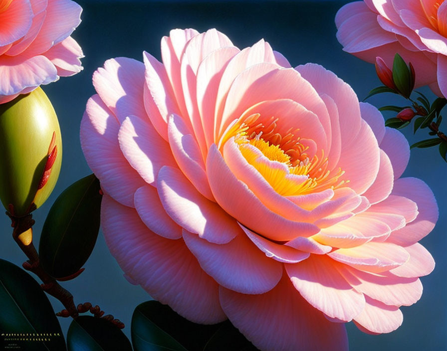 Close-Up of Vibrant Pink Peony Flower on Dark Background