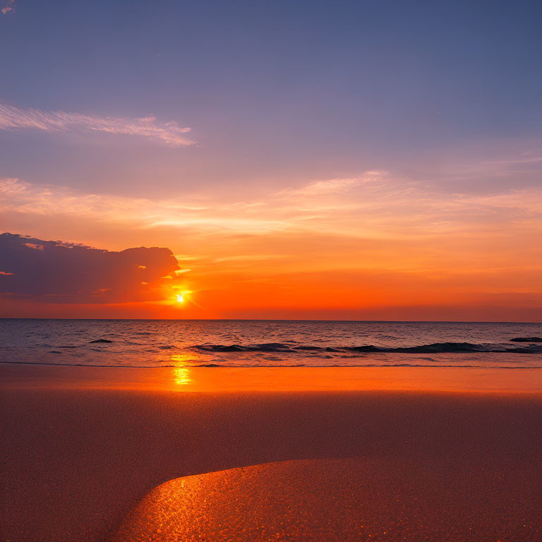 Scenic ocean sunset with sun behind clouds casting warm glow