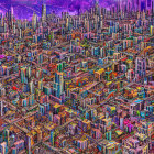 Colorful Psychedelic Cityscape at Twilight