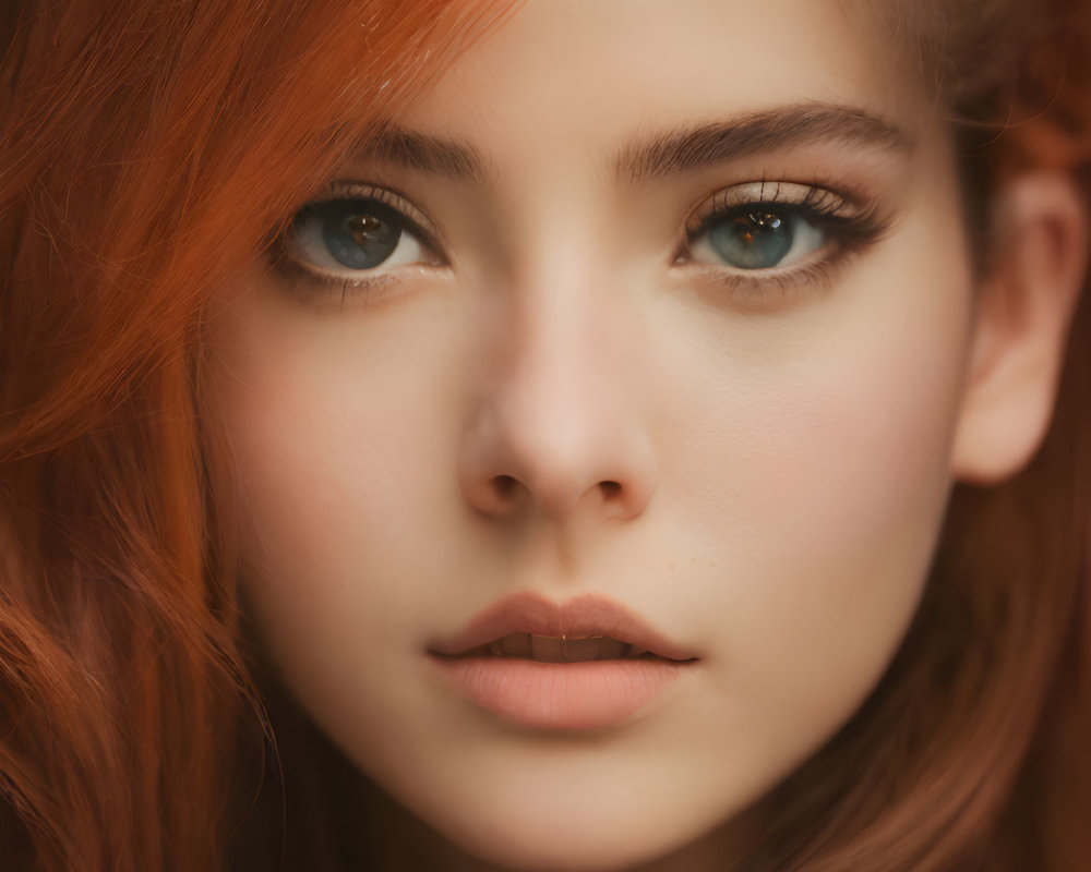 Person with Striking Blue Eyes and Red Hair in Close-up Portrait