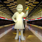 Young Ballet Dancer in Yellow Dress in Dim Corridor