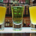 Colorful Watercolor Glasses with Yellow Flowers and Multicolored Flora