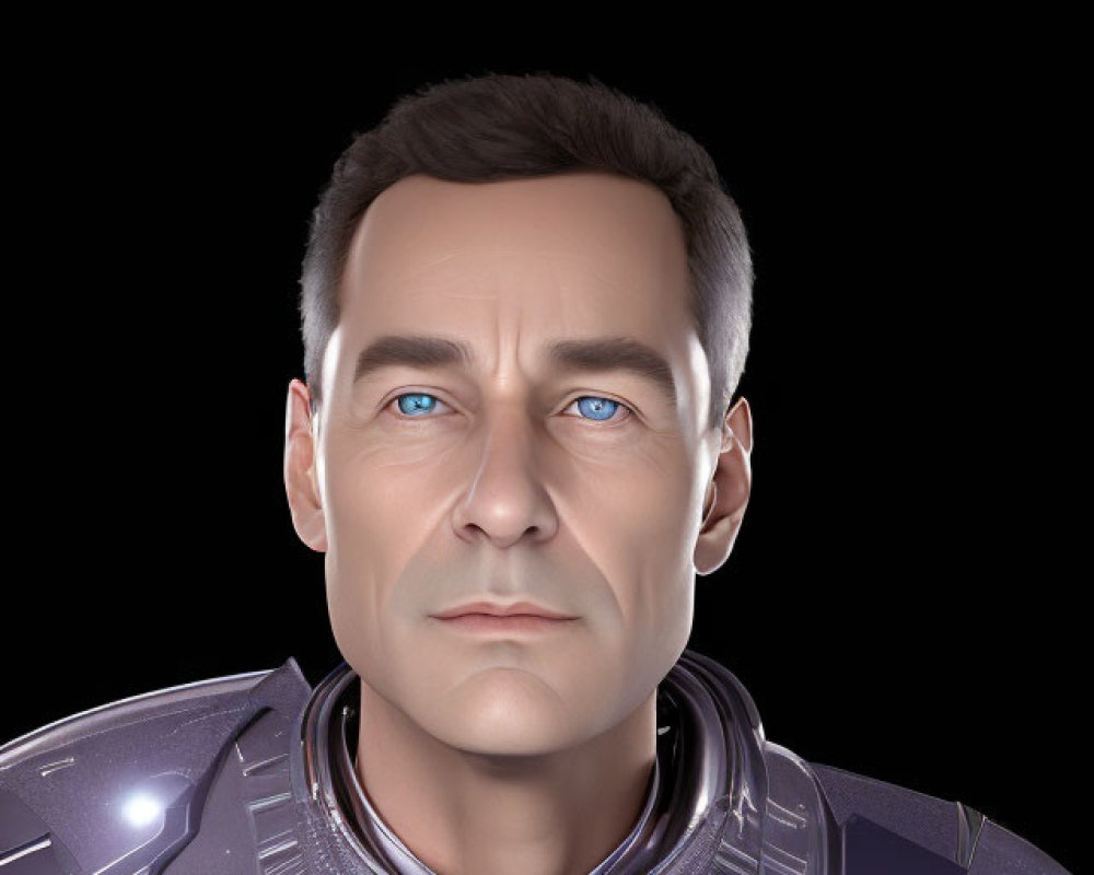 Male humanoid in futuristic space suit 3D illustration