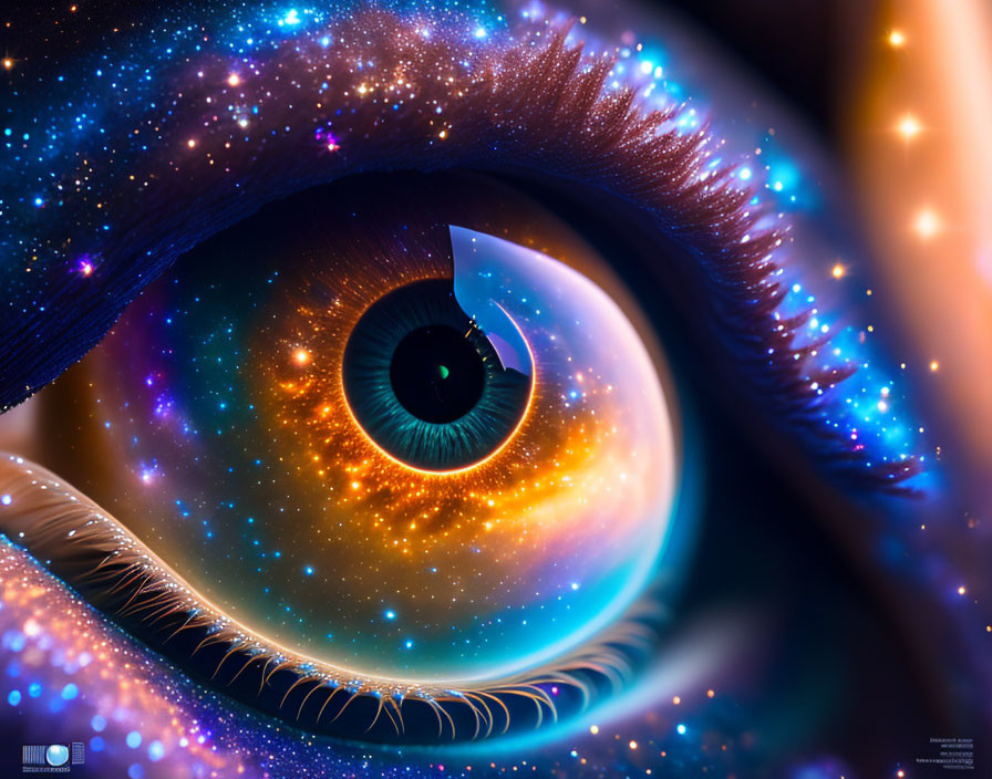 Digital Art: Human Eye with Cosmic Motif