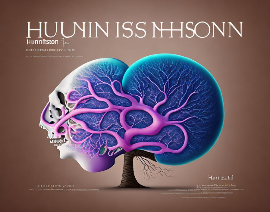 Human head profile with tree blending into brain vessels: Nature-human cognition connection