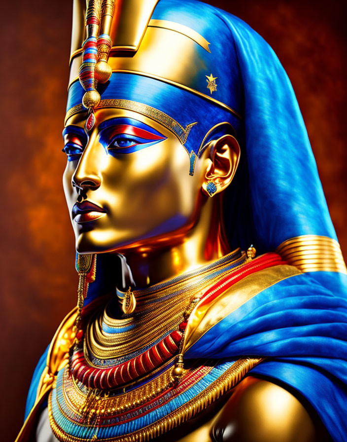 Colorful Egyptian Pharaoh Figure in Traditional Attire