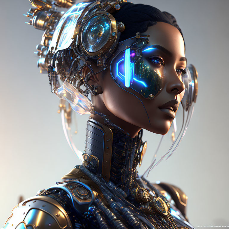 Intricate Female-Looking Android with Futuristic Design