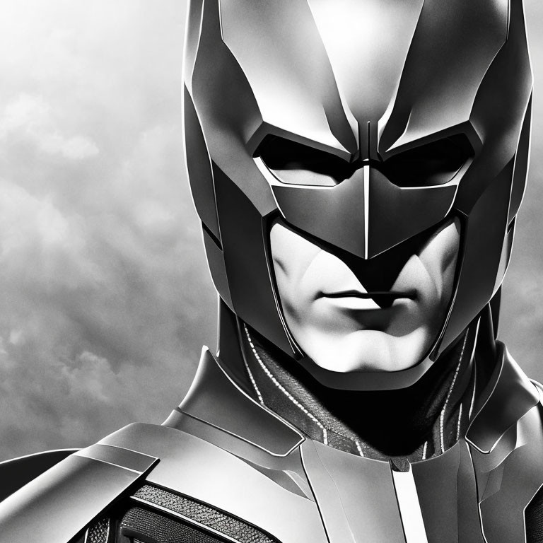 Detailed Close-Up of Person in Metallic Superhero Mask & Armor