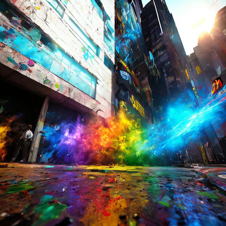 Colorful Cosmic Explosion in Vibrant Street Art Display