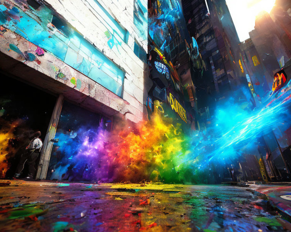 Colorful Cosmic Explosion in Vibrant Street Art Display