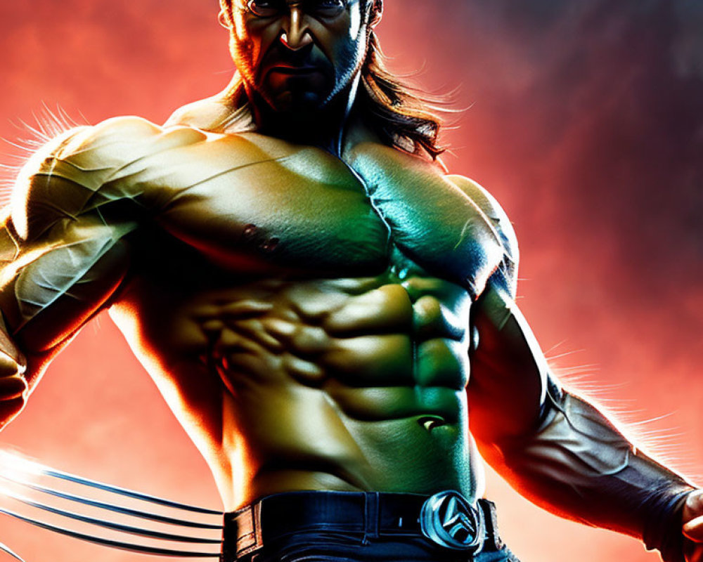 Muscular animated character with claw-like metal blades and superhero costume.