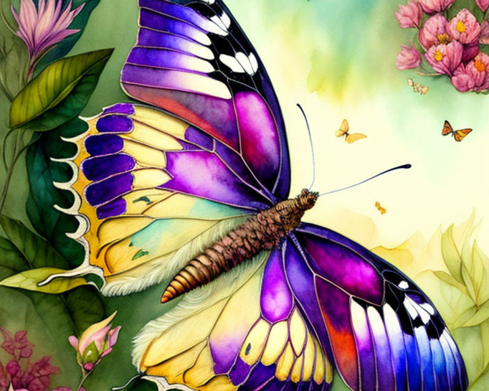 Colorful Butterfly Illustration with Intricate Patterns on Wings