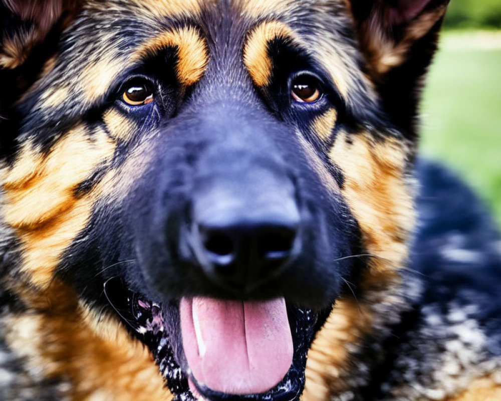 German Shepherd Dog with Black and Tan Coat and Perked Ears