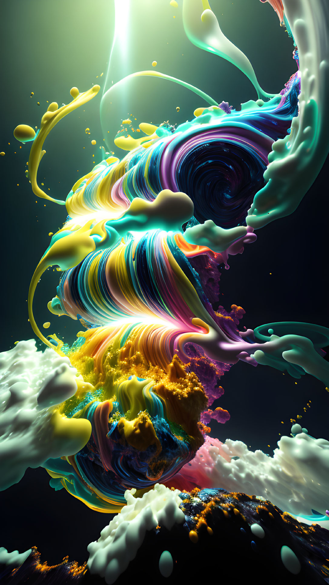 Colorful Abstract Swirls on Dark Background