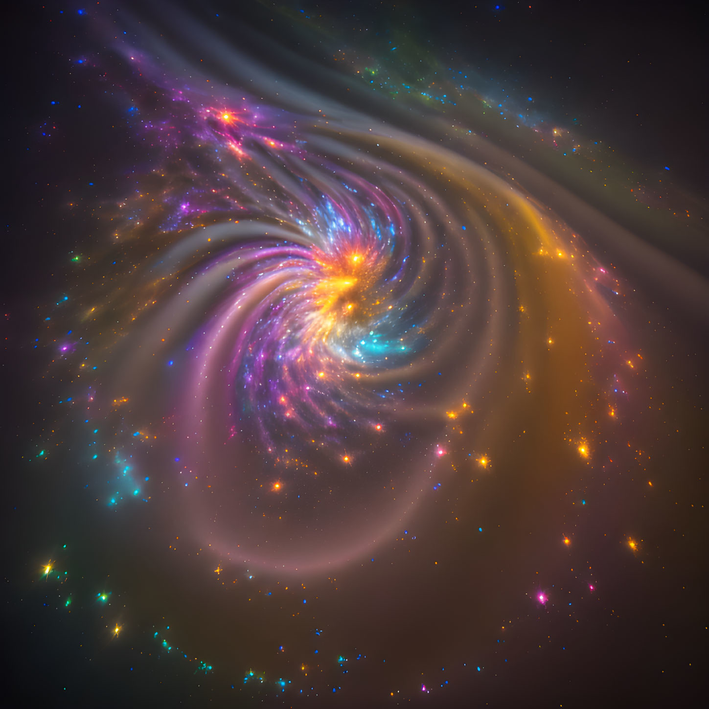 Colorful Cosmic Swirl with Glowing Stars and Galaxy Theme