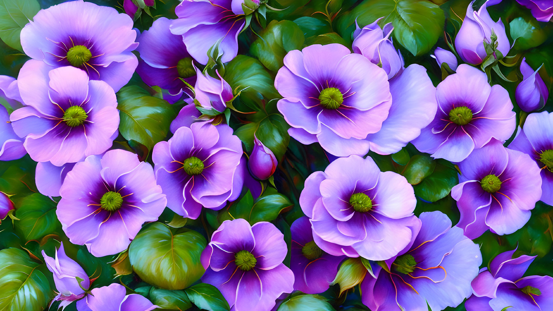 Purple Flowers in Various Bloom Stages