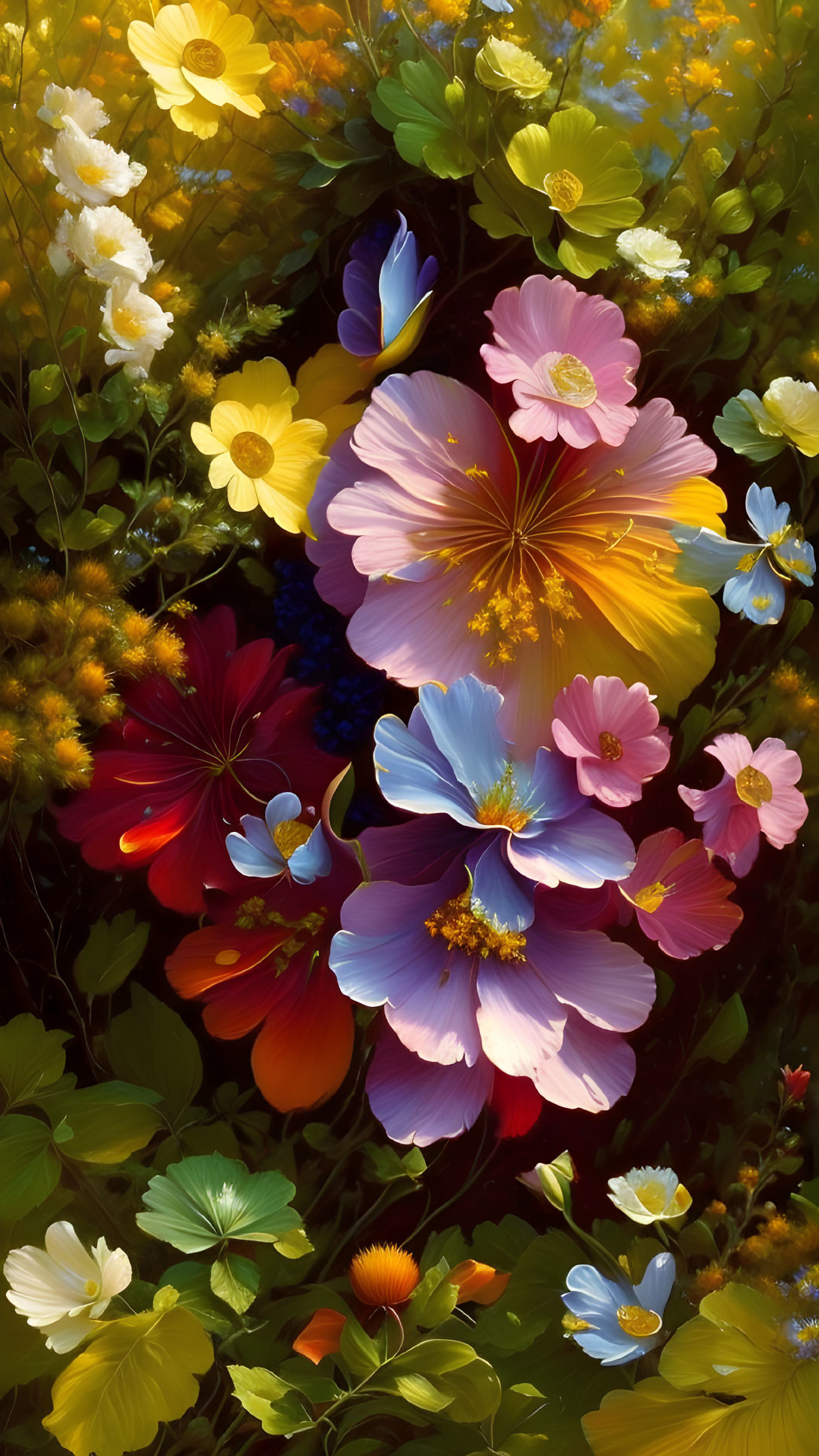 Colorful Cosmos Flowers in Full Bloom with Blurred Background