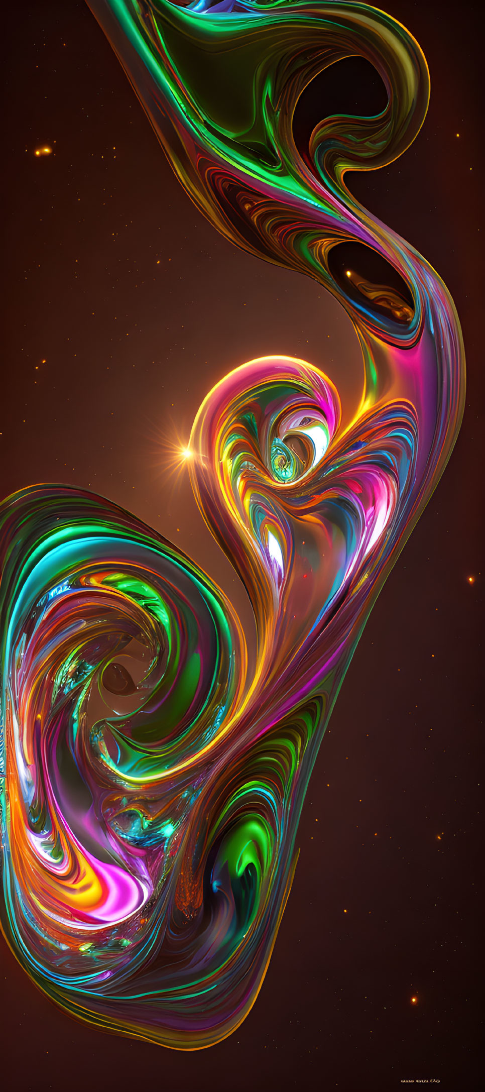 Vivid digital abstract: swirling cosmic event with neon-like lines