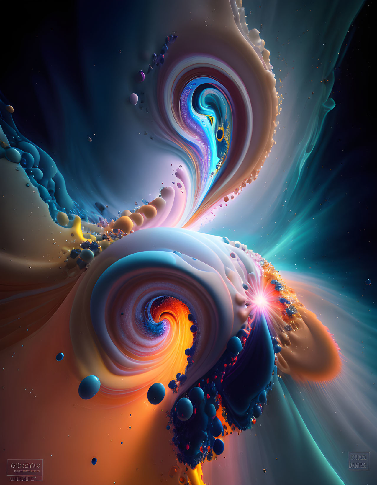 Colorful Swirling Patterns in Blue, Orange, and Purple