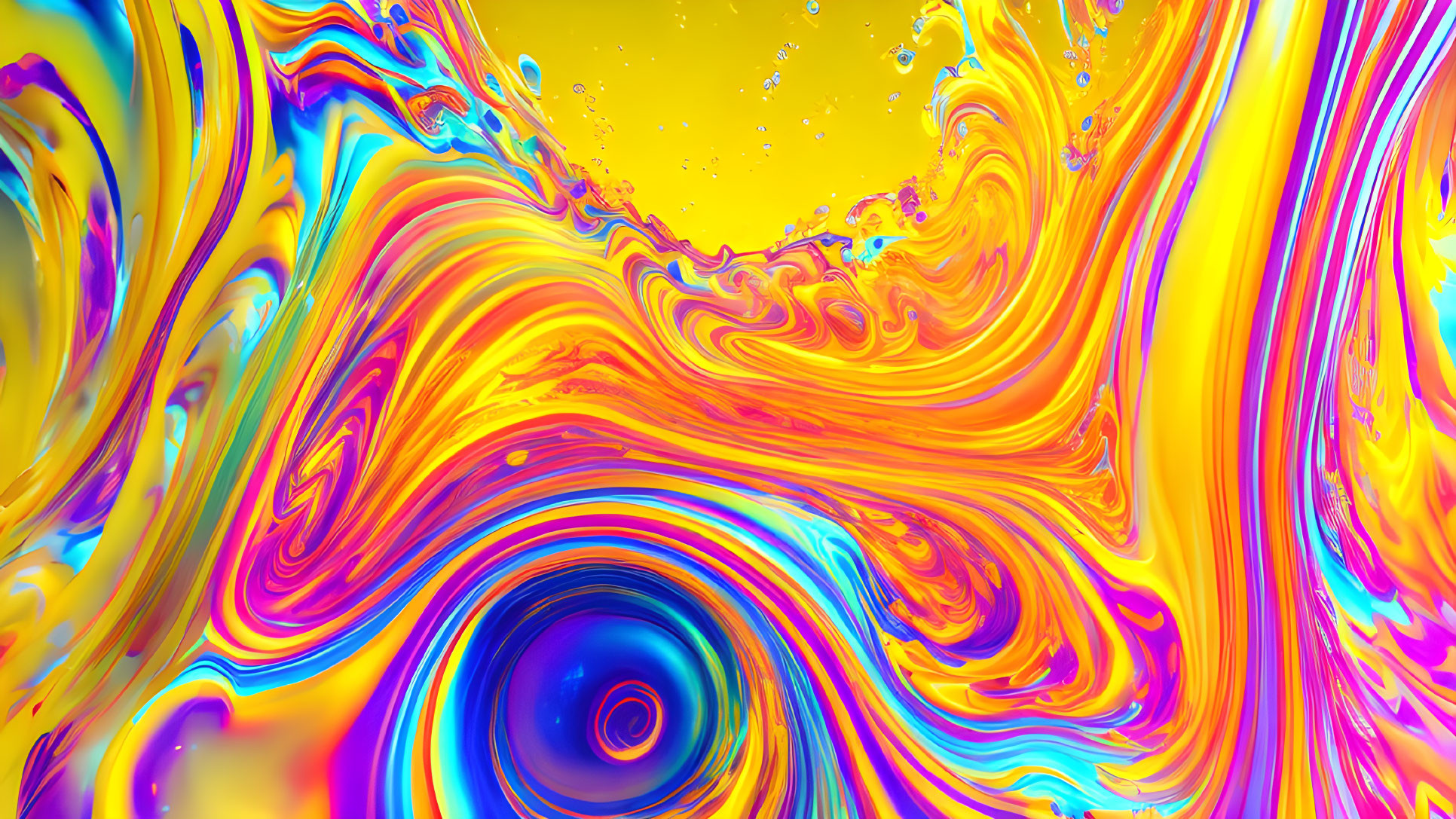 Colorful Abstract Art: Yellow, Blue, and Red Swirls