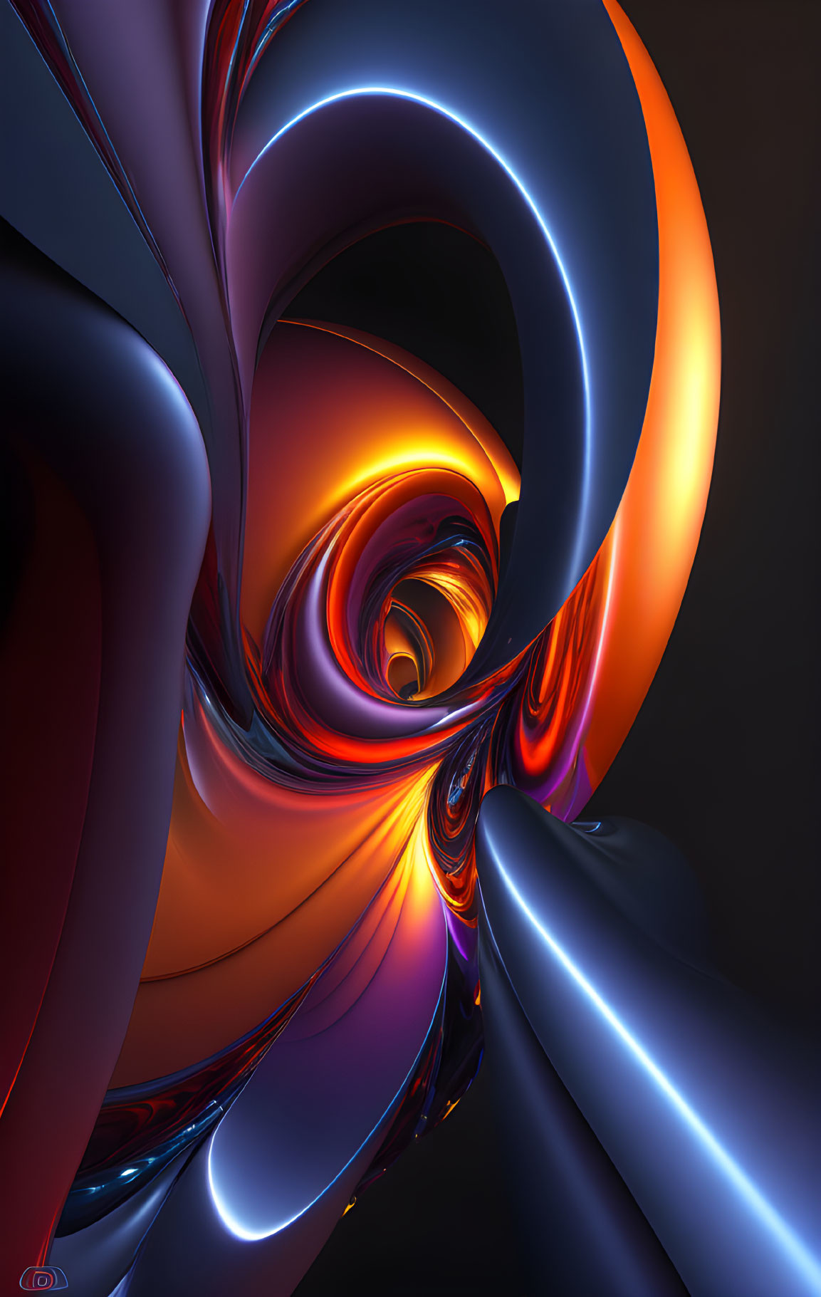 Colorful swirling vortex digital artwork in red, orange, and blue hues.