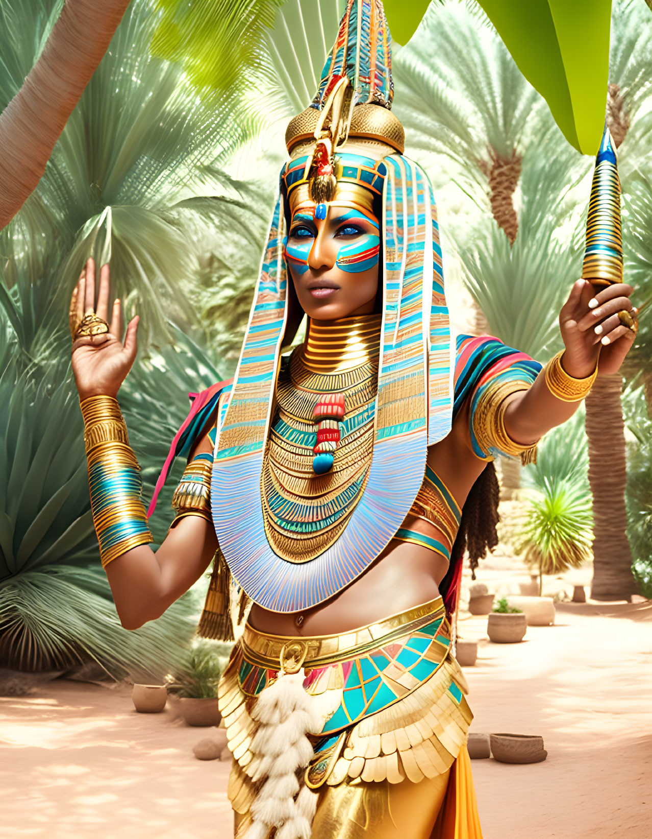 Digital artwork: Ancient Egyptian themed person in desert