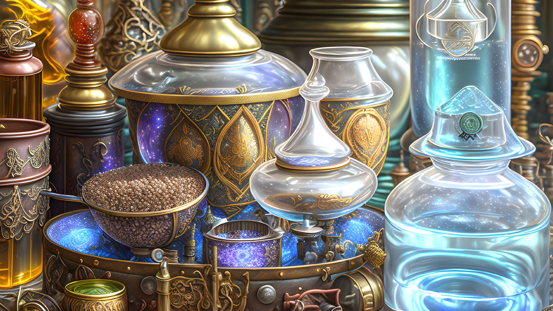 Intricately Designed Alchemical Apparatus and Materials