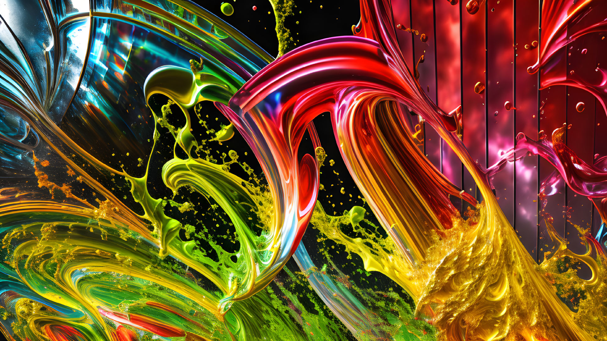 Colorful Abstract Swirls of Multicolored Liquid in Motion