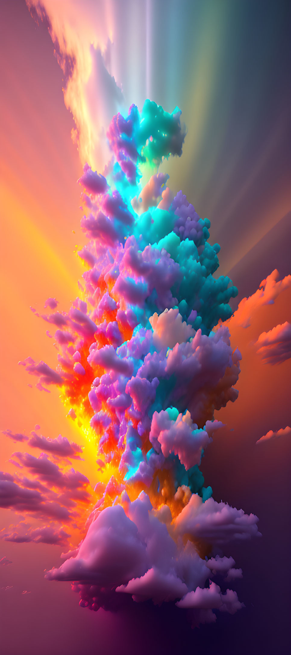 Colorful Cumulus Cloud at Sunset with Purple, Orange, and Pink Hues