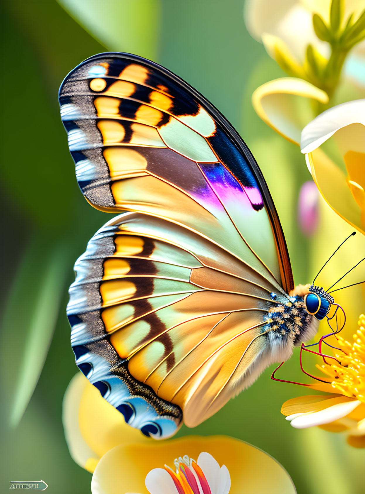 Colorful Butterfly on Flower with Orange, Black, and White Wings