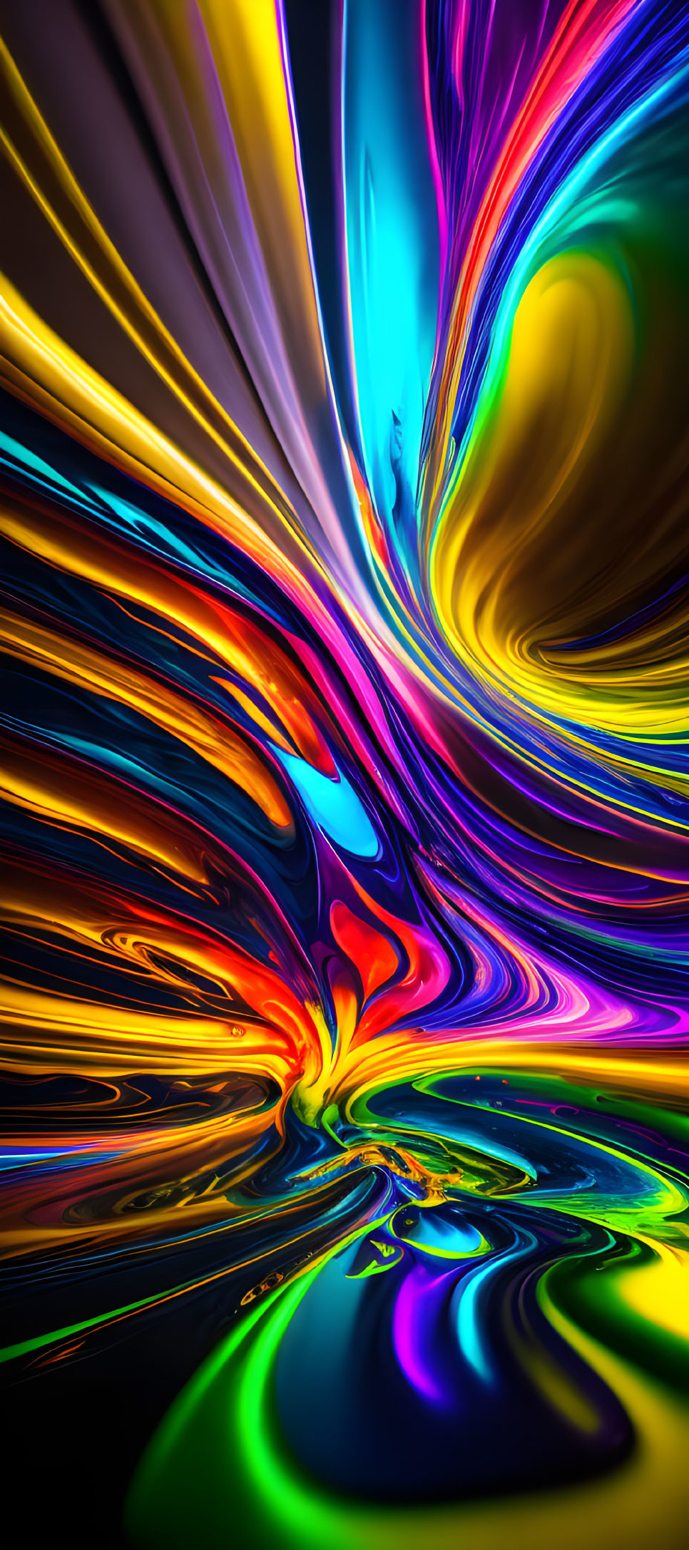 Dynamic Abstract Digital Art: Swirling Neon Colors