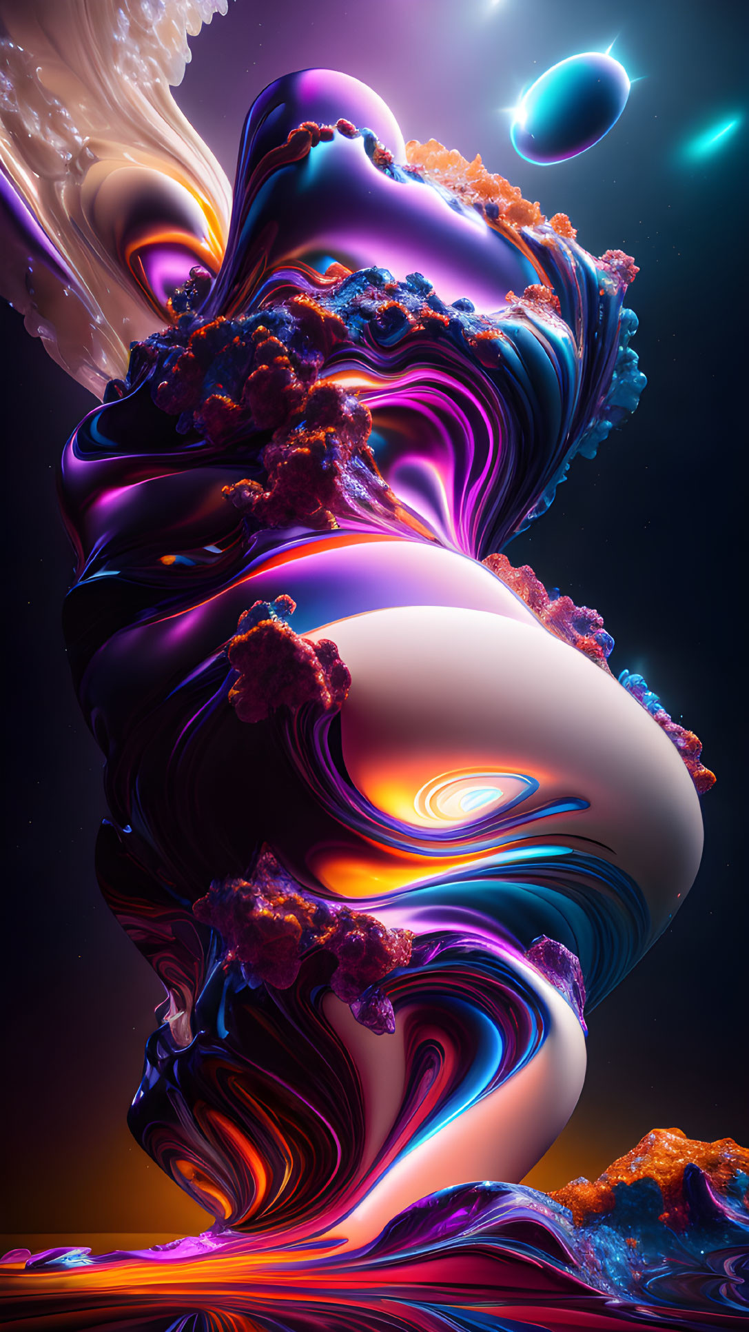 Vibrant abstract digital art with cosmic swirls and colors