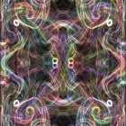 Colorful flower arrangement with golden borders in symmetrical digital art