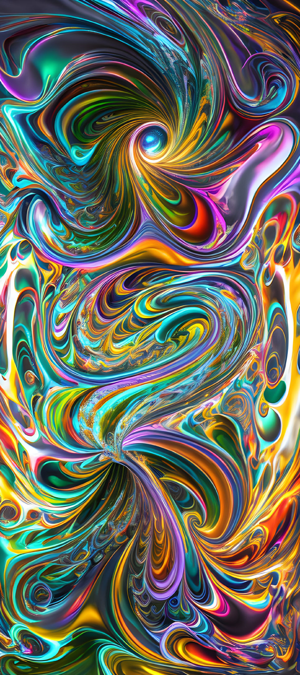 Colorful Metallic Swirling Abstract Patterns in Blue, Green, Gold, and Purple