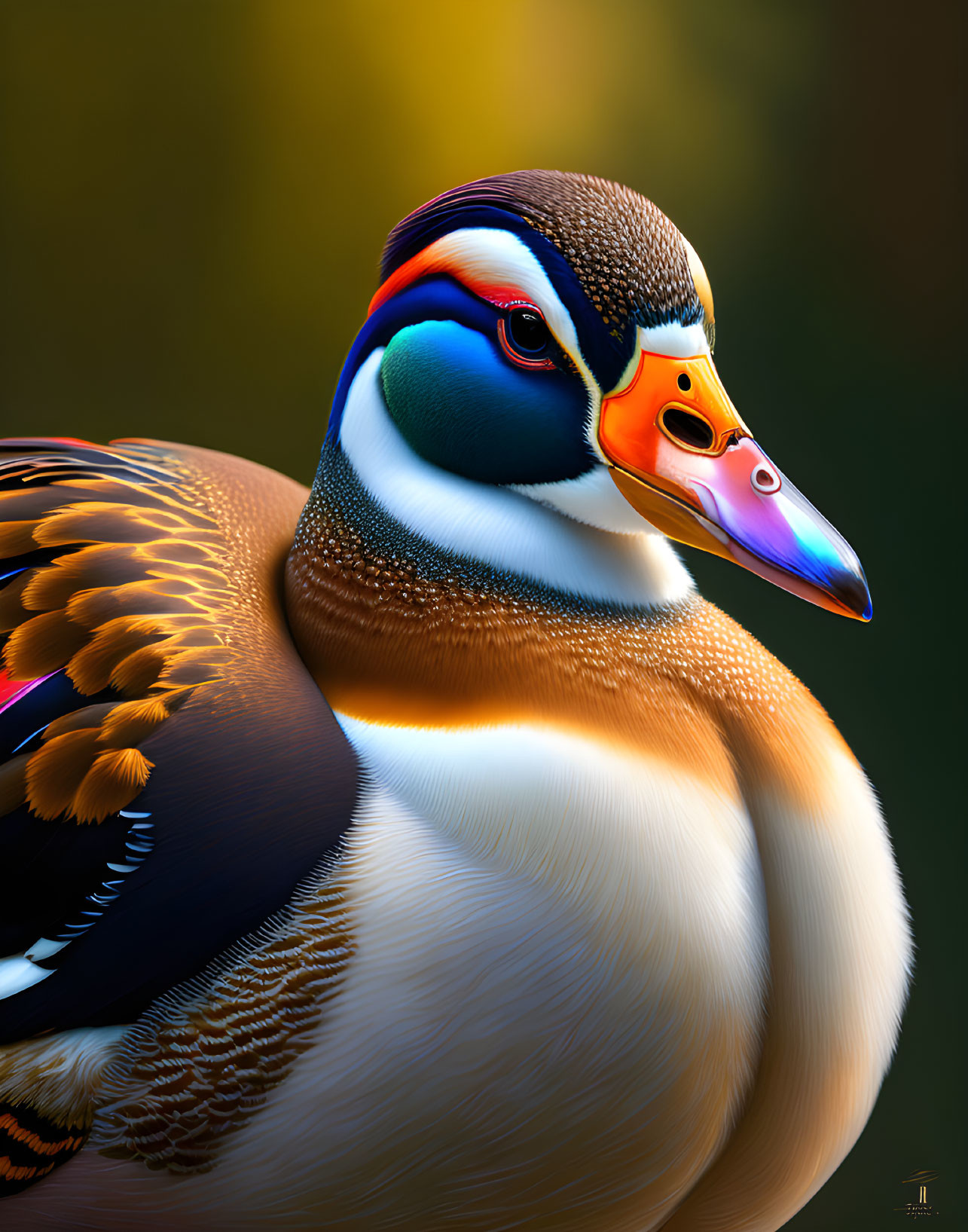 Colorful Wood Duck Illustration with Detailed Plumage