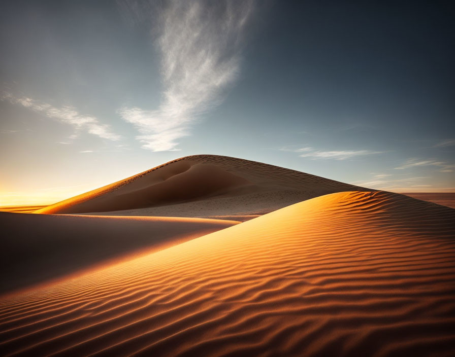 Orange Sand Dunes and Gradient Sky at Sunset